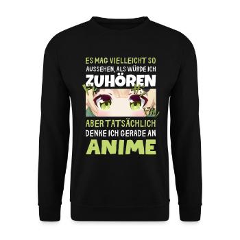 Sarkastisches Kawaii Statement für Manga-Liebhaber - Unisex Pullover - Schwarz - Vorne - Alina (178cm) & Michal (187cm)