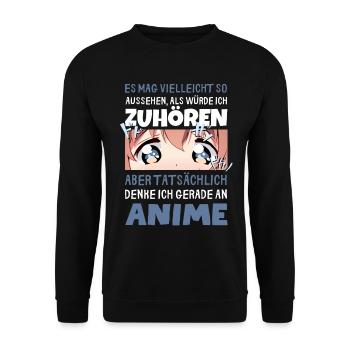 Sarkastisches Kawaii Statement für Manga-Liebhaber - Unisex Pullover - Schwarz - Vorne - Alina (178cm) & Michal (187cm)