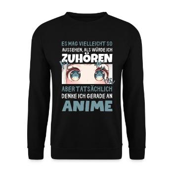 Sarkastisches Kawaii Statement für Manga-Liebhaber - Unisex Pullover - Schwarz - Vorne - Alina (178cm) & Michal (187cm)