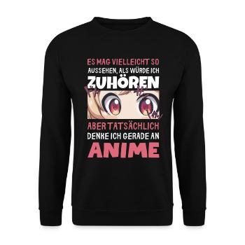 Sarkastisches Kawaii Statement für Manga-Liebhaber - Unisex Pullover - Schwarz - Vorne - Alina (178cm) & Michal (187cm)