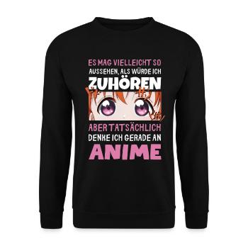 Sarkastisches Kawaii Statement für Manga-Liebhaber - Unisex Pullover - Schwarz - Vorne - Alina (178cm) & Michal (187cm)