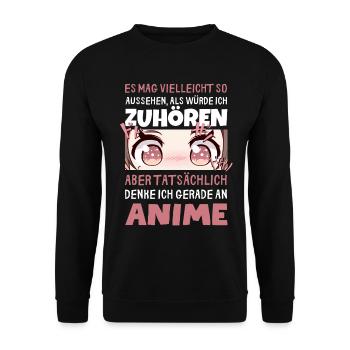 Sarkastisches Kawaii Statement für Manga-Liebhaber - Unisex Pullover - Schwarz - Vorne - Alina (178cm) & Michal (187cm)