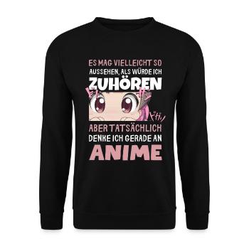 Sarkastisches Kawaii Statement für Manga-Liebhaber - Unisex Pullover - Schwarz - Vorne - Alina (178cm) & Michal (187cm)
