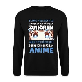 Sarkastisches Kawaii Statement für Manga-Liebhaber - Unisex Pullover - Schwarz - Vorne - Alina (178cm) & Michal (187cm)