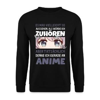 Sarkastisches Kawaii Statement für Manga-Liebhaber - Unisex Pullover - Schwarz - Vorne - Alina (178cm) & Michal (187cm)