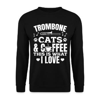 Trombone Cats & Coffee This Is What I Love Cat Lov - Unisex Sweatshirt - black - Front - Alina (178cm) & Michal (187cm)
