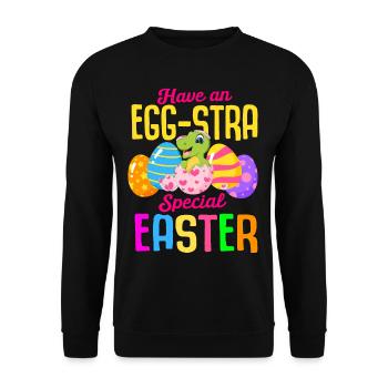 Easter T-rex Dinosaur Rabbit Easter Holiday - Unisex Sweatshirt - black - Front - Alina (178cm) & Michal (187cm)