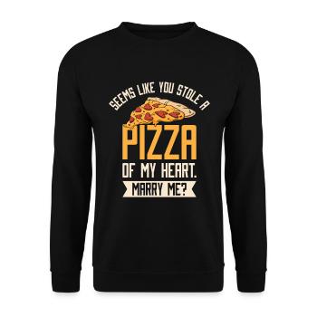 Pizza Foodie Relationship Fast Food Pick Up Lines - Unisex Sweatshirt - black - Front - Alina (178cm) & Michal (187cm)