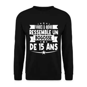anniversaire 15 ans. beau gosse 15 ans. 15e annive - Sweat-shirt Unisexe - noir - Devant - Alina (178cm) & Michal (187cm)
