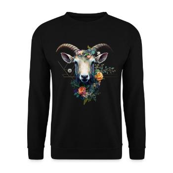 Chèvre Fleurs Art Cadeau Chèvre Animal Ferme - Sweat-shirt Unisexe - noir - Devant - Alina (178cm) & Michal (187cm)