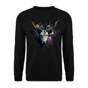 Chèvre Fleurs Art Cadeau Chèvre Animal Ferme - Sweat-shirt Unisexe - noir - Devant - Alina (178cm) & Michal (187cm)