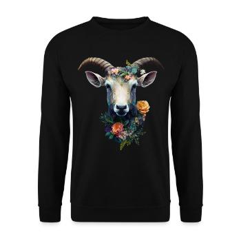 Chèvre Fleurs Art Cadeau Chèvre Animal Ferme - Sweat-shirt Unisexe - noir - Devant - Alina (178cm) & Michal (187cm)