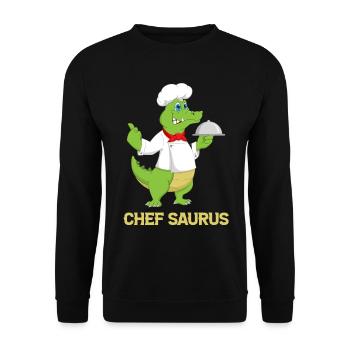 Chef Saurus Kitchen Cook Dinosaur Lover Restaurant - Unisex Sweatshirt - black - Front - Alina (178cm) & Michal (187cm)