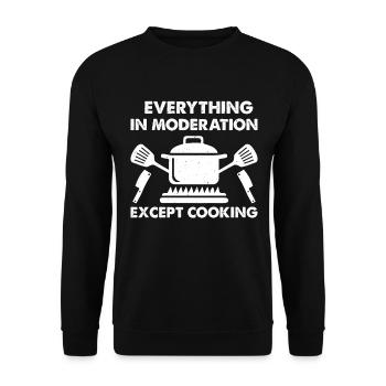 Tout avec modération, sauf la cuisine Chef Kitch - Sweat-shirt Unisexe - noir - Devant - Alina (178cm) & Michal (187cm)