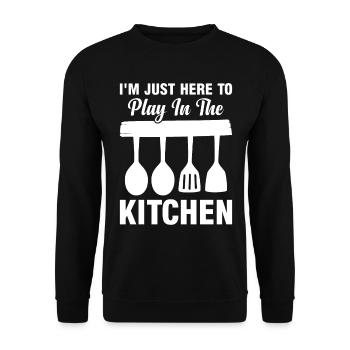 I'm Just Here To Play In The Kitchen Chef Food Coo - Unisex Pullover - Schwarz - Vorne - Alina (178cm) & Michal (187cm)