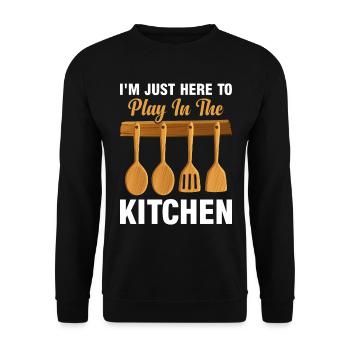 I'm Just Here To Play In The Kitchen Chef Kitchen - Unisex Pullover - Schwarz - Vorne - Alina (178cm) & Michal (187cm)