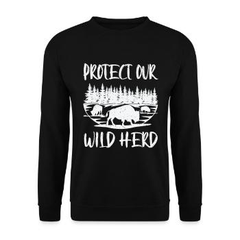 World Wildlife Day Retro Bison Wildlife Animal - Unisex Sweatshirt - black - Front - Alina (178cm) & Michal (187cm)