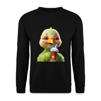 Cute chicken with soft drink - Unisex Sweatshirt - black - Front - Alina (178cm) & Michal (187cm)
