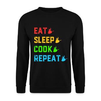 Manger Dormir Cuire Répéter Griller Barbecue Cuisson Un - Sweat-shirt Unisexe - noir - Devant - Alina (178cm) & Michal (187cm)