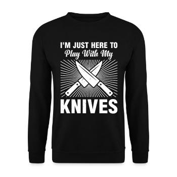 I'm Just Here To Play With My Knives Chef Food Coo - Unisex Sweatshirt - black - Front - Alina (178cm) & Michal (187cm)
