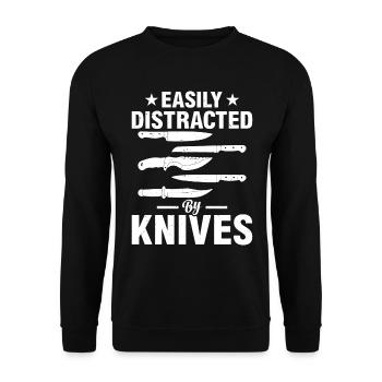 Facilement distrait par les couteaux Chefs Outils Chef cuisinier - Sweat-shirt Unisexe - noir - Devant - Alina (178cm) & Michal (187cm)