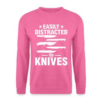 Easily Distracted By Knives Chefs Tools Cook Chef - Unisex Pullover - Pink - Vorne