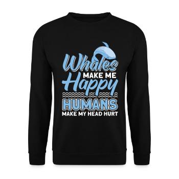 Whale Watching Whale Watching Orca Blue Whale - Unisex Sweatshirt - black - Front - Alina (178cm) & Michal (187cm)