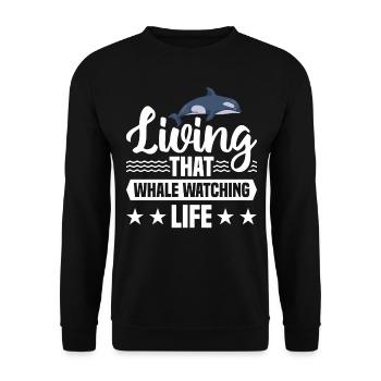 Whale Watching Whale Watching Orca Blue Whale - Unisex Sweatshirt - black - Front - Alina (178cm) & Michal (187cm)