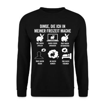 Nagetier Kaninchen Hase - Unisex Pullover - Schwarz - Vorne - Alina (178cm) & Michal (187cm)