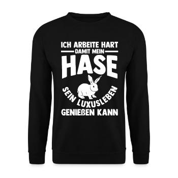Nagetier Kaninchen Hase - Unisex Pullover - Schwarz - Vorne - Alina (178cm) & Michal (187cm)