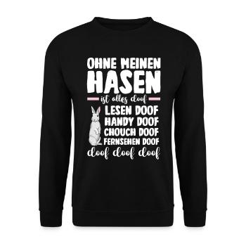Nagetier Kaninchen Hase - Unisex Pullover - Schwarz - Vorne - Alina (178cm) & Michal (187cm)