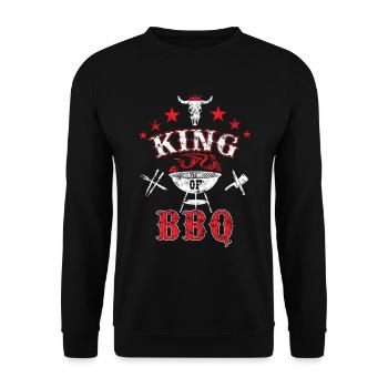 King of BBQ - Unisex Sweatshirt - black - Front - Alina (178cm) & Michal (187cm)