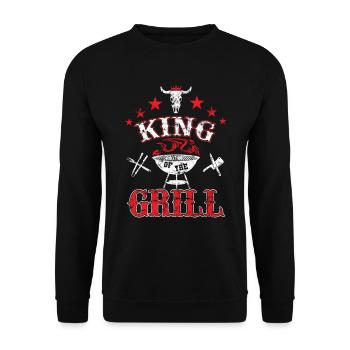 King of the Grill - Unisex Sweatshirt - black - Front - Alina (178cm) & Michal (187cm)