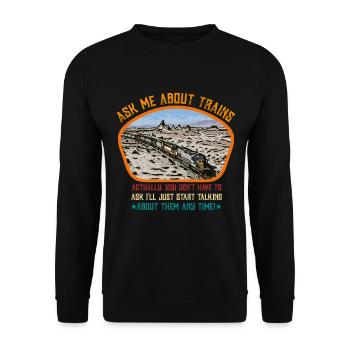 Posez-moi des questions sur les trains - Sweat-shirt Unisexe - noir - Devant - Alina (178cm) & Michal (187cm)