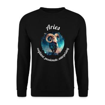 Aries Zodiac Sign Aries Astronomy - Unisex Sweatshirt - black - Front - Alina (178cm) & Michal (187cm)