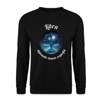 Libra Sternzeichen Waage Astronomie - Unisex Pullover - Schwarz - Vorne - Alina (178cm) & Michal (187cm)