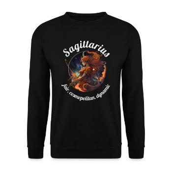 Sagittarius Sternzeichen Schütze Astronomie - Unisex Pullover - Schwarz - Vorne - Alina (178cm) & Michal (187cm)