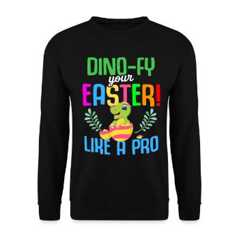 Ostern T-rex Dinosaurier Kaninchen Osterhase - Unisex Pullover - Schwarz - Vorne - Alina (178cm) & Michal (187cm)