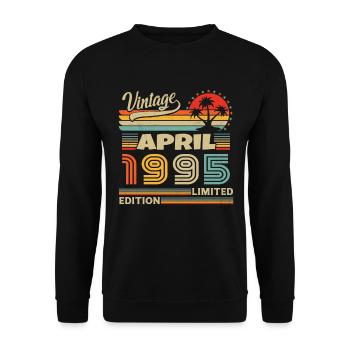 Vintage Nées En Avril 1995 Cadeau D'anniversaire - Sweat-shirt Unisexe - noir - Devant - Alina (178cm) & Michal (187cm)