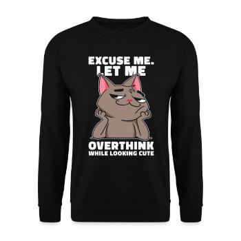 Katzenliebhaber Überdenker Haustier Überdenker - Unisex Pullover - Schwarz - Vorne - Alina (178cm) & Michal (187cm)