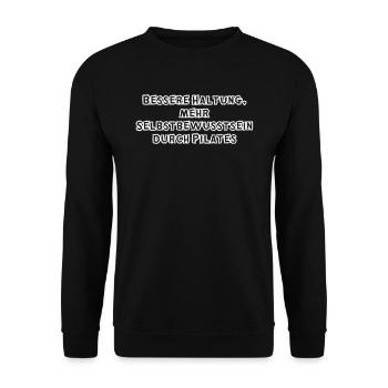 Pilates - Bessere Haltung, mehr Selbstbewusstsein - Unisex Pullover - Schwarz - Vorne - Alina (178cm) & Michal (187cm)