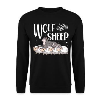 Loup Parmi les moutons Loups Animal Loup-garou Loup - Sweat-shirt Unisexe - noir - Devant - Alina (178cm) & Michal (187cm)