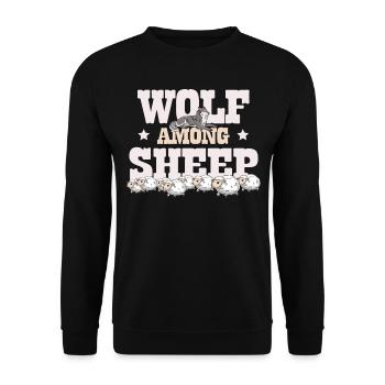 Wolf Unter Schafen Wölfe Tier Werwolf Wolf - Unisex Pullover - Schwarz - Vorne - Alina (178cm) & Michal (187cm)