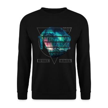 Limited Edition 1972 Mai Geburtstag Polarlicht - Unisex Pullover - Schwarz - Vorne - Alina (178cm) & Michal (187cm)