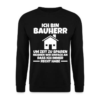 Ich Bin Bauherr - Unisex Pullover - Schwarz - Vorne - Alina (178cm) & Michal (187cm)