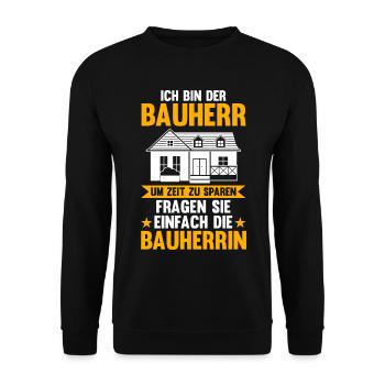 Bauherr - Unisex Pullover - Schwarz - Vorne - Alina (178cm) & Michal (187cm)