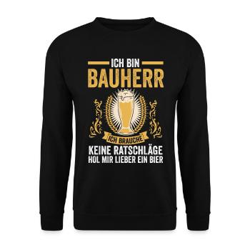 Bier Bauherr - Unisex Pullover - Schwarz - Vorne - Alina (178cm) & Michal (187cm)