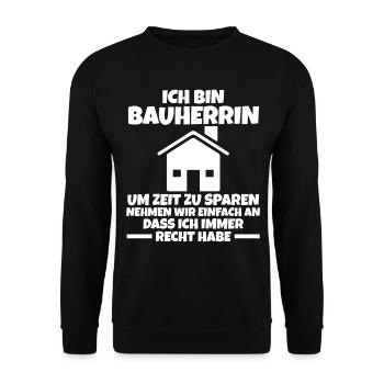 Ich Bin Bauherrin - Unisex Pullover - Schwarz - Vorne - Alina (178cm) & Michal (187cm)