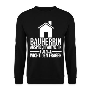 Bauherrin - Unisex Pullover - Schwarz - Vorne - Alina (178cm) & Michal (187cm)