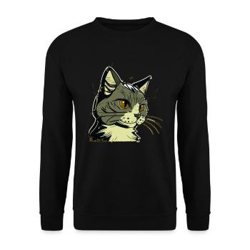 Cat in comic style - Unisex Sweatshirt - black - Front - Alina (178cm) & Michal (187cm)